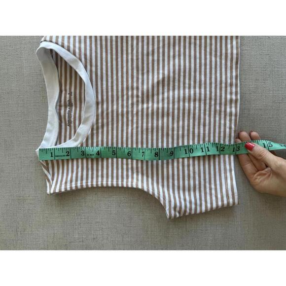 Abercrombie & Fitch Tan Brown and White Striped Crop Top Size Small - Picture 3 of 4